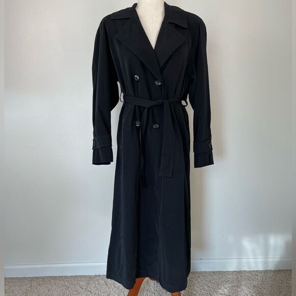 Portrait Petite Jackets & Blazers - Vintage Portrait Petite Black Trench Coat Size 8